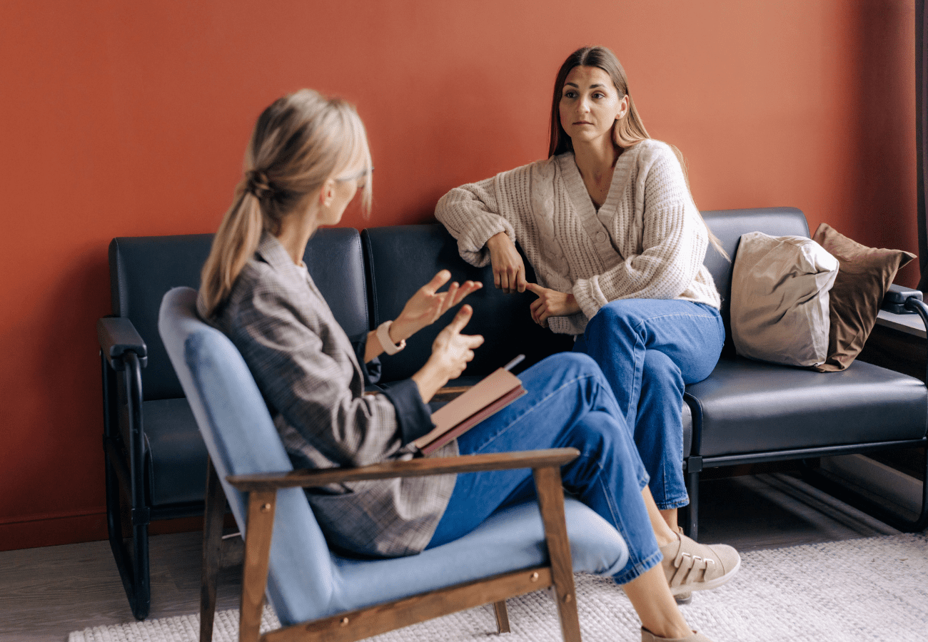 Middle-aged woman at an individual therapy session